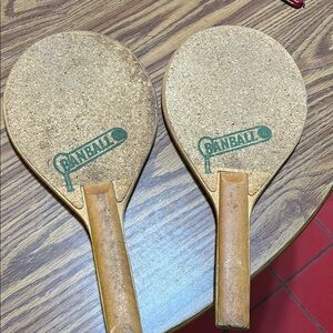 Vintage Banball Wooden Paddle Set